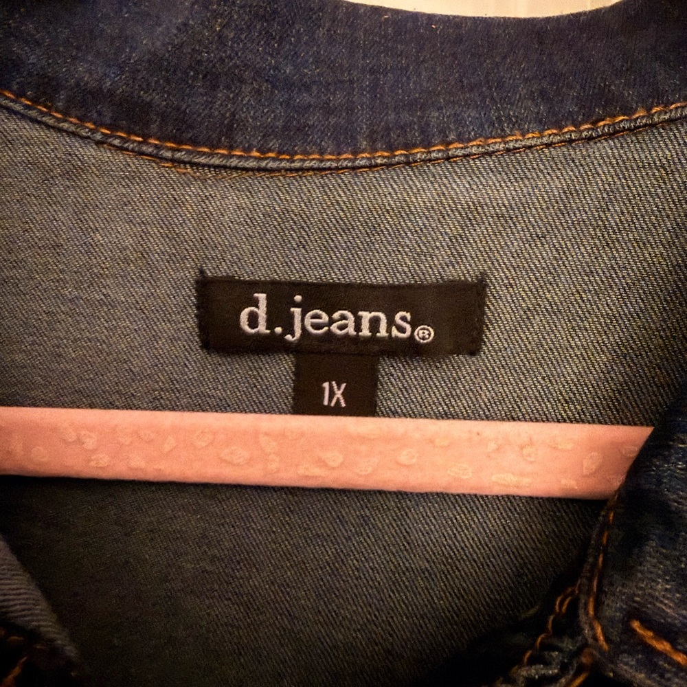 D.JEANS Women’s Blue Denim Stretch Jeans Jacket Sz 1X - Picture 2 of 4